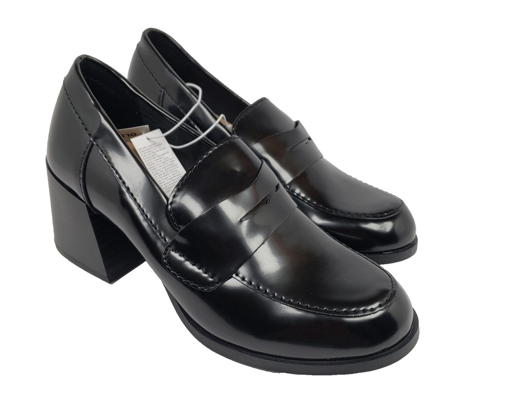 Old Navy Womens Size 7 Black Slip On Formal 2.75" Heeled Penny Loafer Shoes